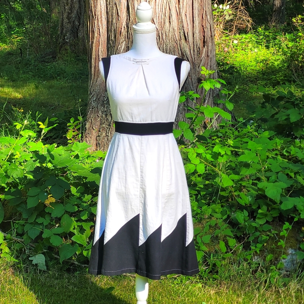 Vintage Black and White Linen Dress